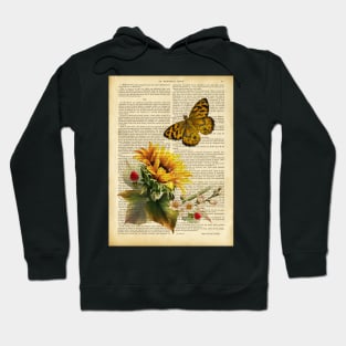 Botanical print - Sunflower and butterfly Hoodie